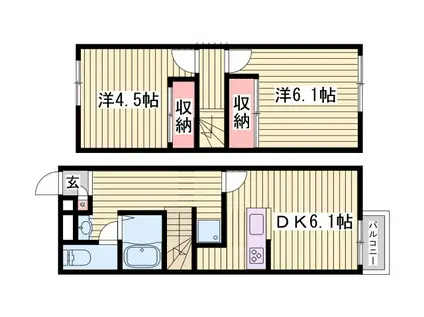 レオパレスフィールズSTAY(2DK/1階)の間取り写真