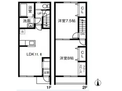 グラシア中村南(2LDK/1階)の間取り写真
