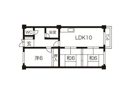 第6ナベビル(3LDK/2階)の間取り写真