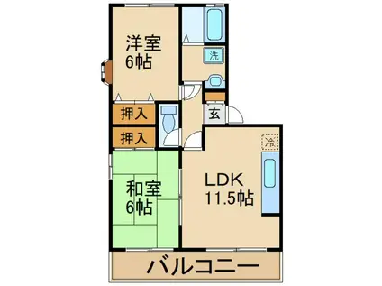 フレマリール桜ヶ丘(2LDK/1階)の間取り写真