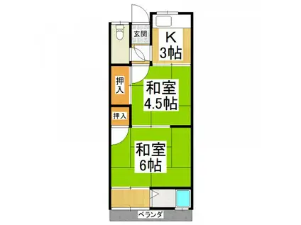 西辻文化(2K/1階)の間取り写真