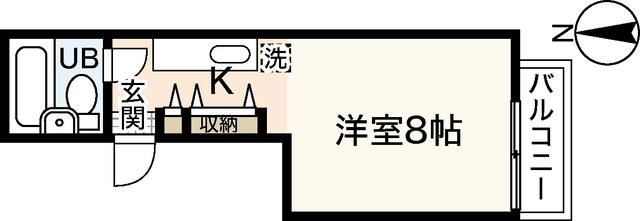 シャトレ天神(ワンルーム/6階)の間取り写真