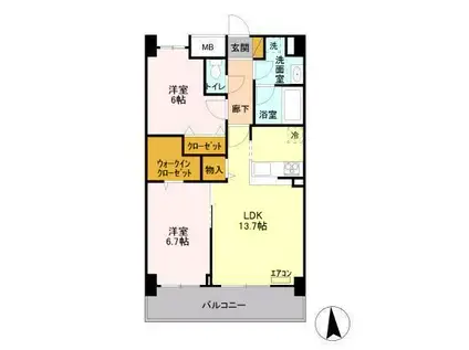 アンクレージュ(2LDK/5階)の間取り写真