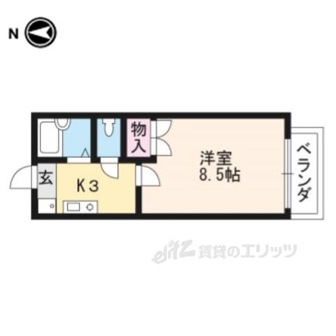 銀頂ハイツ(1K/2階)の間取り写真