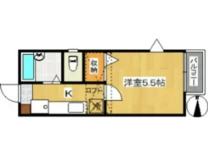 ジュンハイツ大和III(1K/2階)の間取り写真