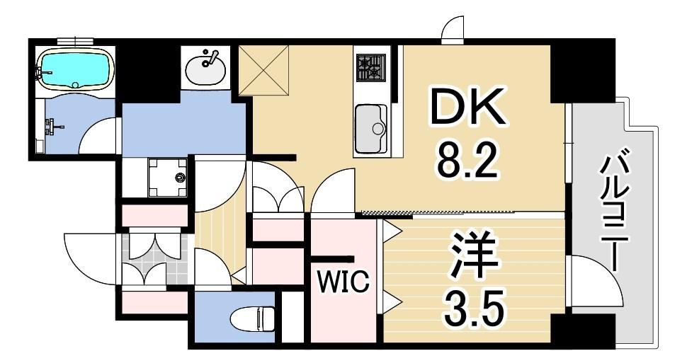 エステムコート神戸元町通2THE SALON(1DK/11階)の間取り写真