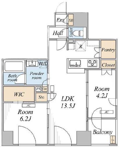 THE MAYFAIR(2LDK/13階)の間取り写真