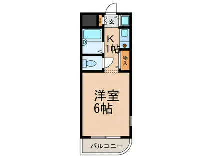 阪神本線 石屋川駅 徒歩7分 3階建 築36年(1K/1階)の間取り写真