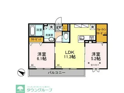 ロイジェントパークスレイクタウンII M(2LDK/2階)の間取り写真