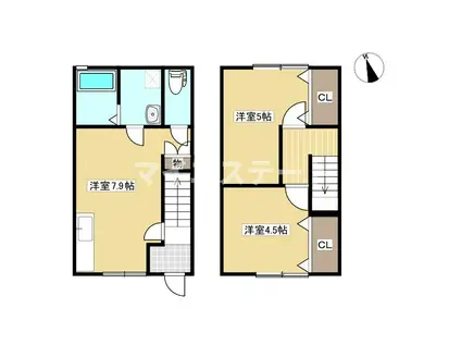 ローサ千丁A(2DK/1階)の間取り写真