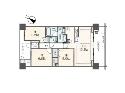 プラウドタワー相模大野(3LDK/13階)の間取り写真