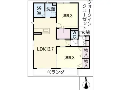 レジデンス東山(2LDK/2階)の間取り写真