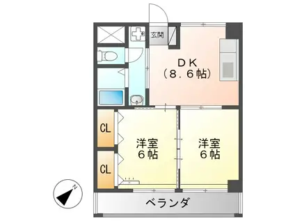 メゾン金山(2DK/2階)の間取り写真