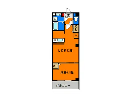 GRAZIA(1LDK/4階)の間取り写真