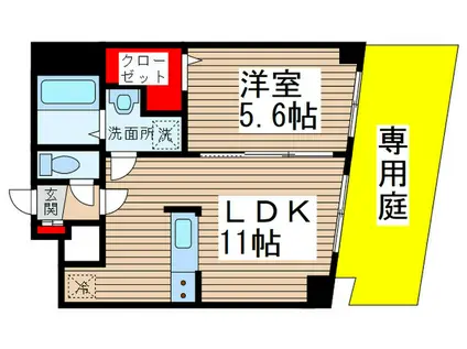 プランドール千葉(1LDK/1階)の間取り写真