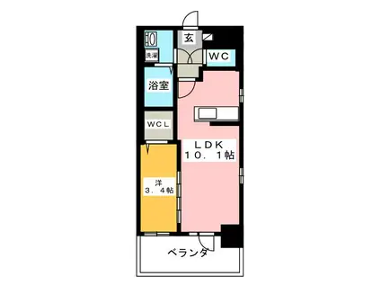 BELLAGIO川口本町(1LDK/8階)の間取り写真