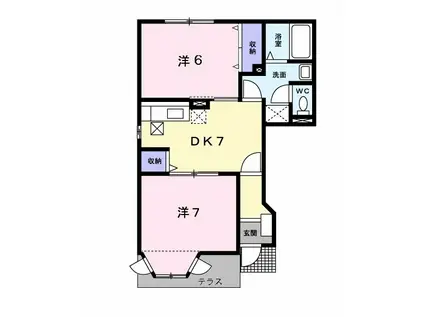 グランディールA(2DK/1階)の間取り写真