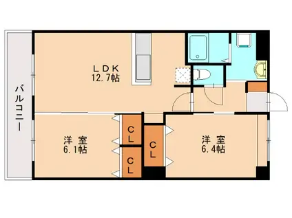 ヴィラージュI(2LDK/2階)の間取り写真