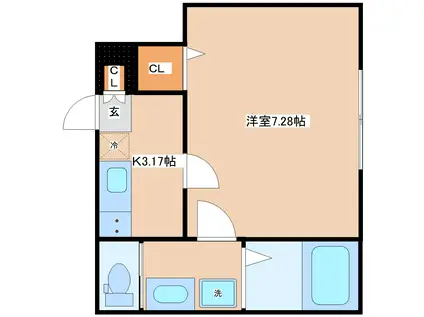 メゾン・ド・アミティ(1K/2階)の間取り写真