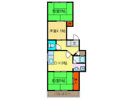 白井マンション(3DK/3階)の間取り写真