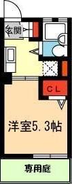 ハイム鼓が滝(1K/1階)の間取り写真