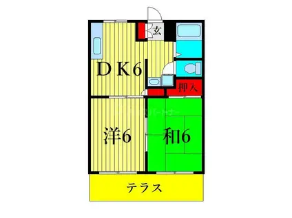エーデルブルーメ108(2DK/1階)の間取り写真