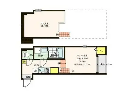 プランドールEX(1K/2階)の間取り写真