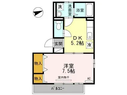 ボナールKIII(1DK/2階)の間取り写真