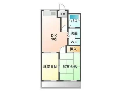ロイヤルヒルズ高丘(2DK/2階)の間取り写真