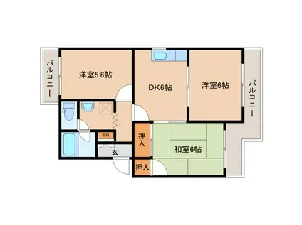 ボヌール(3DK/1階)の間取り写真