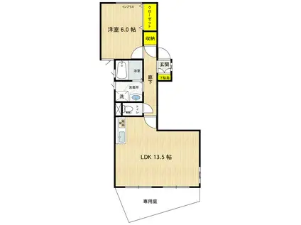 コープまきやII(1LDK/1階)の間取り写真