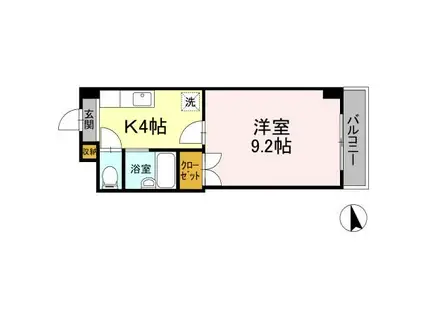 フィオーレ松山(1K/4階)の間取り写真