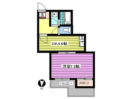 ボルム南品川(1DK/2階)の間取り写真