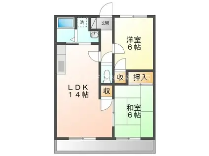 ライフ21レイク(2LDK/2階)の間取り写真
