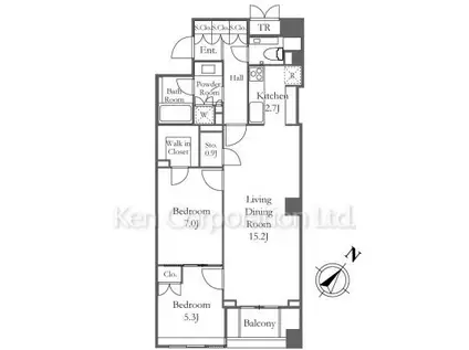 ブリリア代官山プレステージ(2LDK/3階)の間取り写真