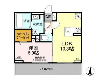 カーサベルデ 国府(1LDK/3階)の間取り写真
