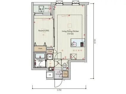 セリュークス成増(1LDK/1階)の間取り写真