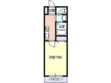 プリオビル(1K/5階)の間取り写真