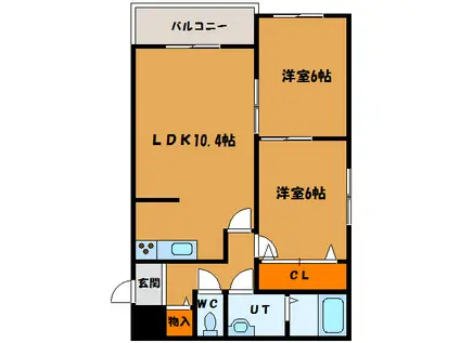 ミユ港町3丁目(2LDK/3階)の間取り写真
