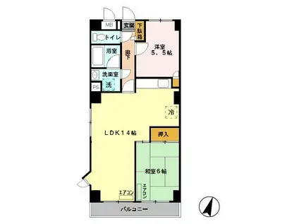 プレジール井山(2LDK/2階)の間取り写真