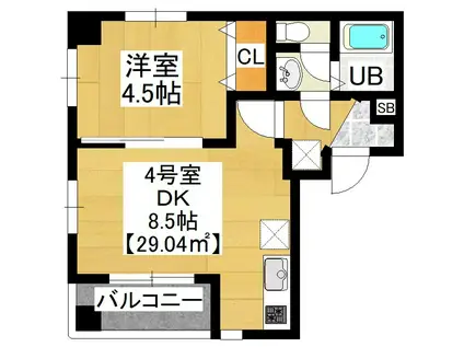 GRAND千葉中央(1LDK/6階)の間取り写真