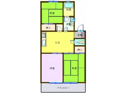 メゾンコンフォールII(3DK/1階)の間取り写真