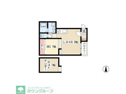 ハーモニーテラス東大杉町(1LDK/1階)の間取り写真