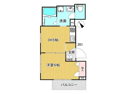 アロン・ド池尻(1DK/2階)の間取り写真