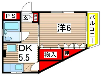 ジェネトピア加曽利(1DK/2階)の間取り写真