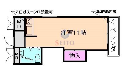 メゾンクレール(ワンルーム/2階)の間取り写真