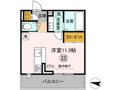 D-ROOM朝日(ワンルーム/2階)の間取り写真