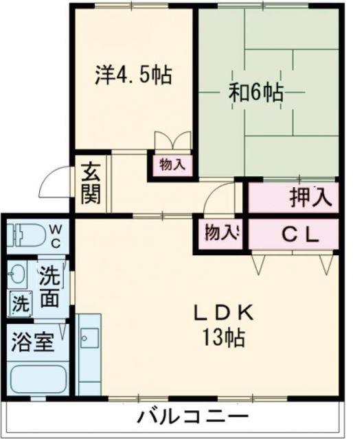 ハピネス緑(2LDK/2階)の間取り写真