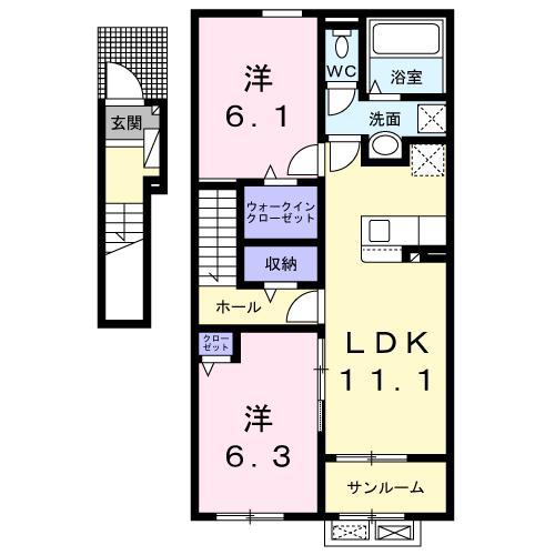 LUXOR G II(2LDK/2階)の間取り写真