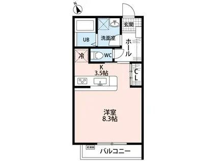 RASSURER(1K/2階)の間取り写真